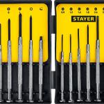 Отвертки часовые для особоточных работ 11 предметов, STAYER 2560-H11