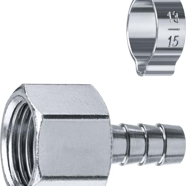 Переходник штуцер ″елочка″ 10 мм - 3/8″F Вн., с обжимным хомутом Зубр Профессионал 64923-3/8-10